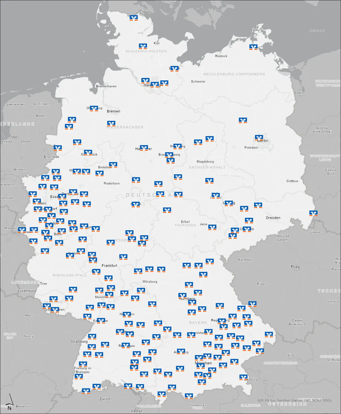 Karte Genossenschaftsbanken